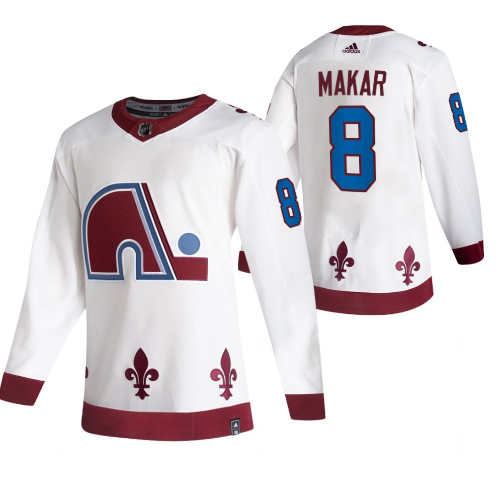 2021 Adidias Colorado Avalanche #8 Cale Makar White Men Reverse Retro Alternate NHL Jersey